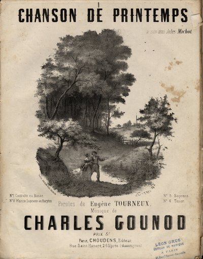 Nodehæfter til "" chanson de printemps"" tekst af Eugene TOURNEUX musik af charles GOUNOD. Privat samling. af Anonymous Anonymous