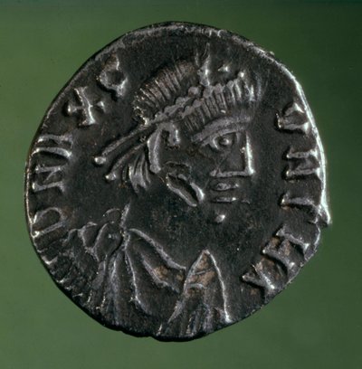 Sølvfornægter med afbildet af vandalernes konge Gunthamund (484-496). af Anonymous Anonymous