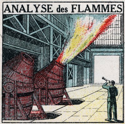 Spektralanalyse: flammeanalyse. Anonym illustration fra 1925. Privat samling. af Anonymous Anonymous