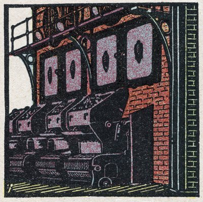 Dampgeneratorer: kedelbatteri. Anonym illustration fra 1925. Privat samling. af Anonymous Anonymous
