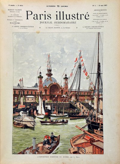 DEN INTERNATIONALE MARINE UDSTILLING AF HAVRE i 1887. Indgravering fra 1887 i "" Paris-Illustrous journal weekly"". af Anonymous Anonymous