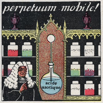 Temperatur og ekspansion: det "mobile perpetuum", det første termometer, der blev brugt af apotekere i det 16. århundrede. Anonym illustration fra 1925. Privat samling. af Anonymous Anonymous
