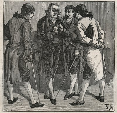 Test af den bresilianske falske diamant af John Mawe (1764-1829) britisk mineralog. Indgravering fra 1885 i "" Les arts et metiers illustres"" af Adolphe BITARD. af Anonymous Anonymous