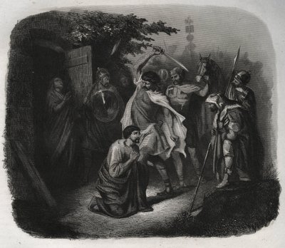 Sankt Julians Dekollation (Martyrium). Indgravering fra 1846 i "" De helliges liv"". Privat samling. af Anonymous Anonymous