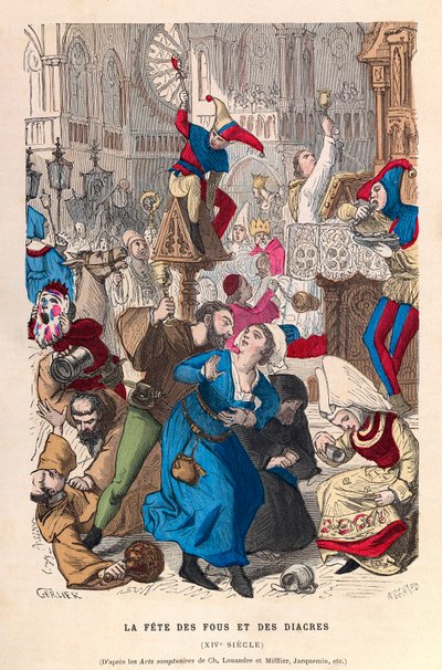 Fools and Diacons fest i Paris 16th Century - Festen for Fools and Diacons at Paris 16th Century - privat samling af Anonymous Anonymous