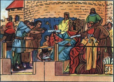 Kongen af Frankrig, Ludvig VI, den store (1081-1137), der gav charteret til byen Paris. Anonym illustration i "" Collection des souverains et chefs d