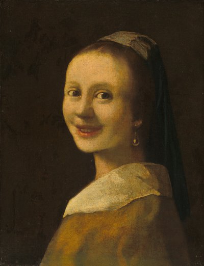 The Smiling Girl, ca. 1925 (olie på lærred) af Anonymous Anonymous