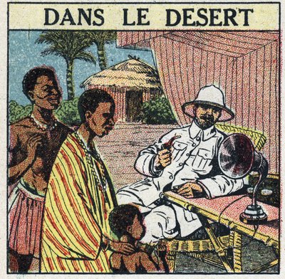 T.S.F. bruges i ørkenen i Afrika. Anonym illustration fra 1925. Privat samling. af Anonymous Anonymous
