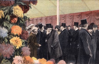 Krysantemfesten: officiel krysantemudstilling. Gravering. En af avisen "" Le petit parisien"" den 20.11.1910. Privat samling. af Anonymous Anonymous