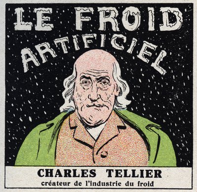 Den kolde industri: kunstig kulde opfundet af Charles Tellier (1828-1913). Anonym illustration fra 1925. Privat samling. af Anonymous Anonymous