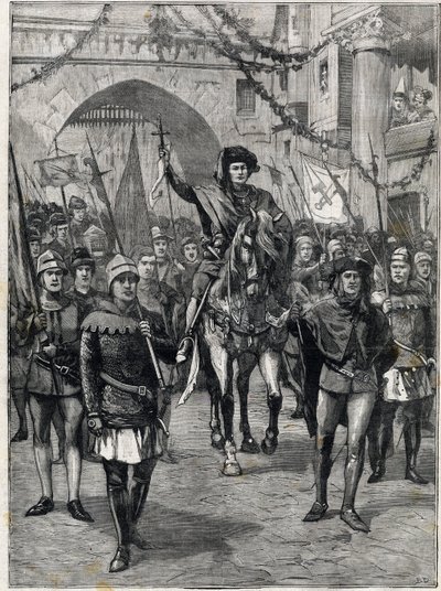 Korteget af virksomheder i det 14. århundrede: The prevot of the købmænd i Paris. Gravering. I "" Den Lille Parisien "", den 18/06/1899. Privat samling. af Anonymous Anonymous