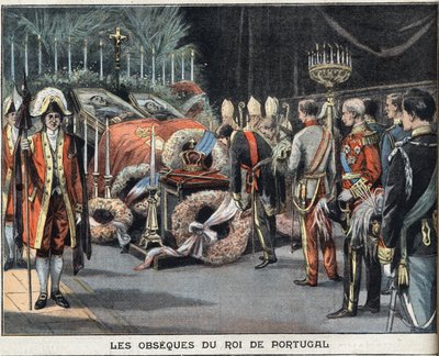 Obseques af kongen af Portugal Charles I (1863-1908) døde myrdet den 1. februar 1908. Indgravering fra avisen "" Le Peute Parisien"", den 23/02/1908. Privat samling. af Anonymous Anonymous