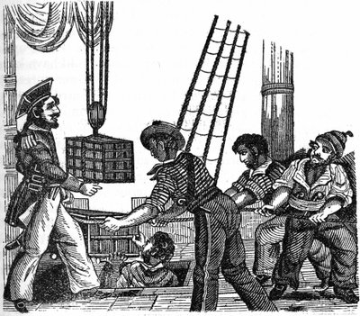 Piraten "" Long Ben"" John Avery (gjorde i 1643) lastede tre kasser med treasor (guld og sten) på sit skib. Indgravering af "" Piratens egen bog "" 1837. af Anonymous Anonymous