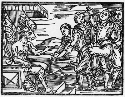 Troldmændene hylder djævelen - "Compendium Maleficarum", handler om hekse, deres ondskab og deres sortileges af Francesco Maria Guazzo eller Guaccio eller Guaccius (15??? -16??) 1608 Private Collection af Anonymous Anonymous