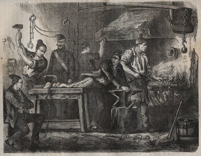 Overførslen til Toulon Bagne i det 19. århundrede. Indgravering i "Fangernes historie fra deres skabelse til i dag"" (1877) af Pierre Zaccone (1817-1895) (Colonia Penale - Straffekoloni). Privat samling. af Anonymous Anonymous
