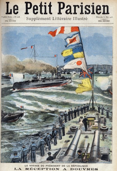 Rejsen for den franske republiks præsident Armand Fallieres (1841-1931): receptionen i Dover, England. En af avisen "" Le petit parisien"" den 31/05/1908. Privat samling. af Anonymous Anonymous
