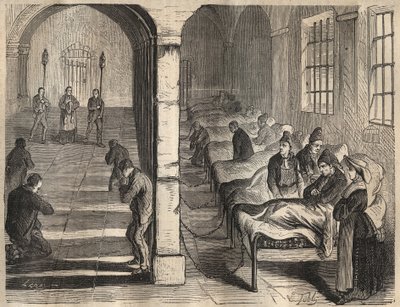 Viatica ved Toulon-fængslet i det 19. århundrede. Indgravering i "Fangernes historie fra deres skabelse til i dag"" (1877) af Pierre Zaccone (1817-1895) (Colonia Penale - Straffekoloni). Privat samling. af Anonymous Anonymous