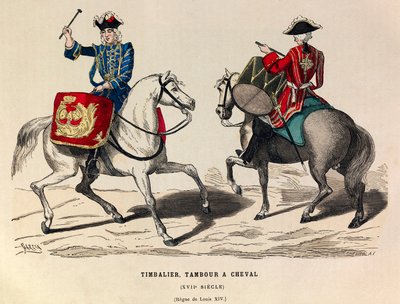 Timbalier og tromme under kong Louis XIV i det 17. århundrede - privat samling af Anonymous Anonymous