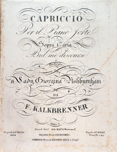 Titelside med partitur af Capriccio af F Kalkbrenner af Anonymous Anonymous