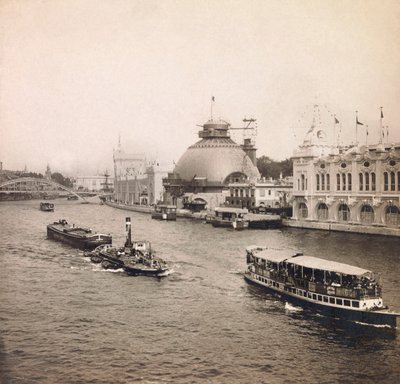 Universal Exposition of 1900 - Exposition Universelle de 1900 i Paris: Panoramaudsigt over Seinen, venstre bred - privat samling af Anonymous Anonymous