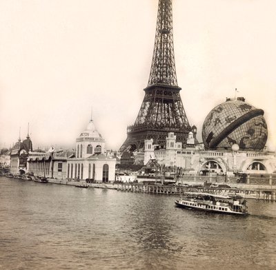 Universal Exposition of 1900 - Exposition Universelle de 1900 i Paris: The Celestial Globe og Eiffeltårnet - privat samling af Anonymous Anonymous