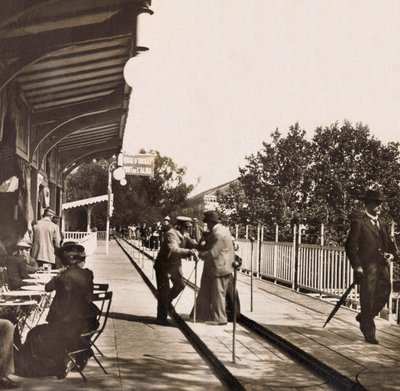 Universal Exposition of 1900 - Exposition Universelle de 1900 i Paris: Det rullende fortov - privat samling af Anonymous Anonymous