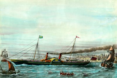 Vessel a wheel la Victoria”” tjener mellem Boulogne sur mer og Folkestone””” Indgravering af det 19. århundrede. Privat samling af Anonymous Anonymous