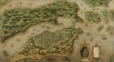 Udsigt over Ambon, ca. 1617 (olie på lærred) af Anonymous Anonymous