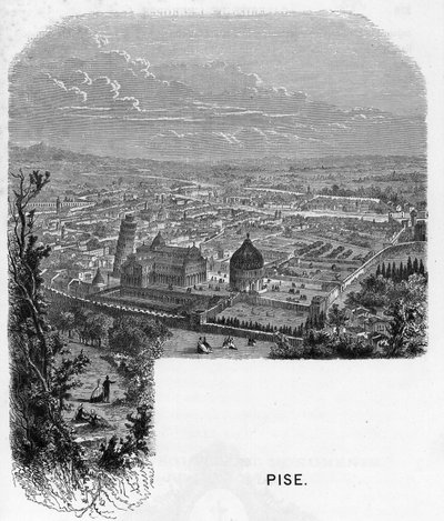 Udsigt over byen Pisa (Pisa), Italien. gravering af 1859 i "" gallerierne i Europa - Italien"" af armengaud. Privat samling. af Anonymous Anonymous