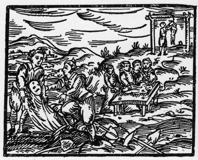 Hekse, der afskrækker de døde på en kirkegård - "" Compendium Maleficarum"", handler om hekse, deres ondskab og deres sortileges af Francesco Maria Guazzo eller Guaccio eller Guaccius (15?? -16??) 1608 privatsamling af Anonymous Anonymous