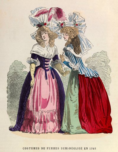 Kvindedragter halv - neglige i 1787 - privat samling af Anonymous Anonymous
