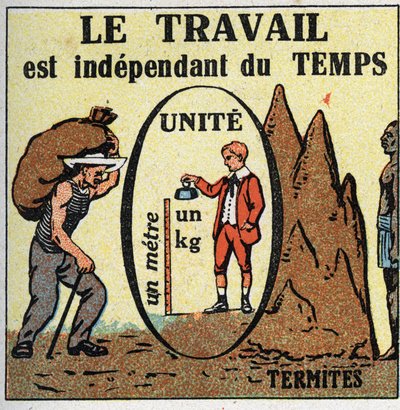 Arbejde og magt: arbejde er tidsafhængigt. Anonym illustration fra 1925. Privat samling. af Anonymous Anonymous