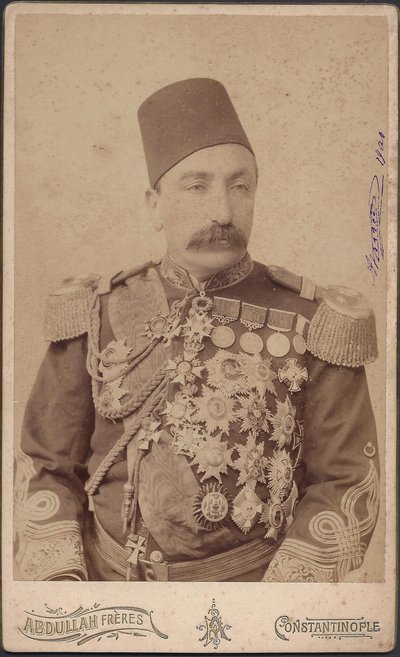 portræt af sultan Abdulhamid II (Abd ul Hamid, Abd-ul-Hamid, Abdulhemit, Abdul Hamid, Abdul-Hamid, Abd al Hamid, Abd al-Hamid) (1842-1918) - Sultan Abduelhamid II (1842-1918), kejser af osmannerne, kalif af de troende, anonym. Fotografering af Anonymous Anonymous