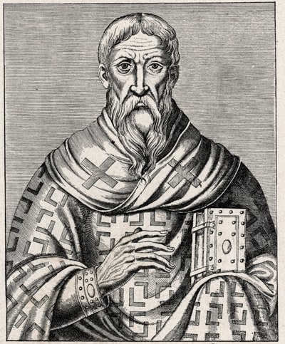 portræt af Areopagiten Dionysius - Portræt af Areopagiten Sankt Denys (1. århundrede), græsk biskop - Indgravering efter en illustration af "Life of illustrious Men" af Thevet - I "" The Catholic Missions in the XIXeme Century"" af Louis- Eugene (Louis af Anonymous Anonymous