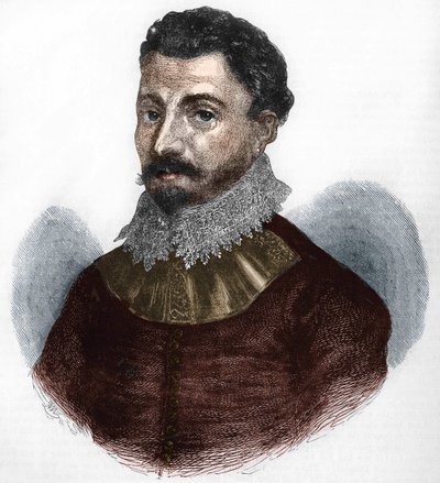 portræt af Sir Francis Drake. Engelsk navigatør og kaper (f i Tavistock, Devonshire, ca. 1540 ud for Portobelo, Paname af Anonymous Anonymous