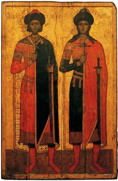 De hellige Boris og Gleb, midten af det 14. århundrede. af Anonymous Russian icon painter