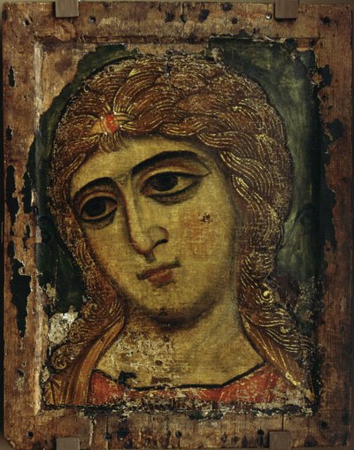 Ærkeenglen Gabriel Englen med gyldent hår, ca 1200 af Anonymous Russian icon painter