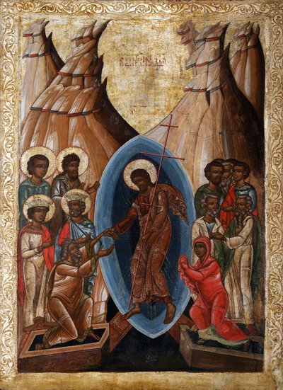 Nedstigningen til helvede, begyndelsen af det 16. århundrede. af Anonymous Russian icon painter