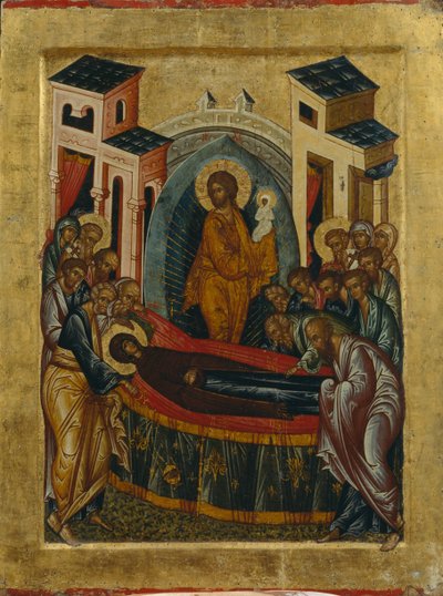 Jomfruens Dormition, 1497 af Anonymous Russian icon painter