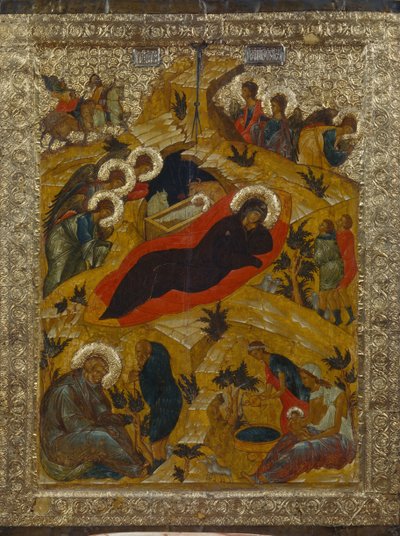 Fødselen, 1497 af Anonymous Russian icon painter