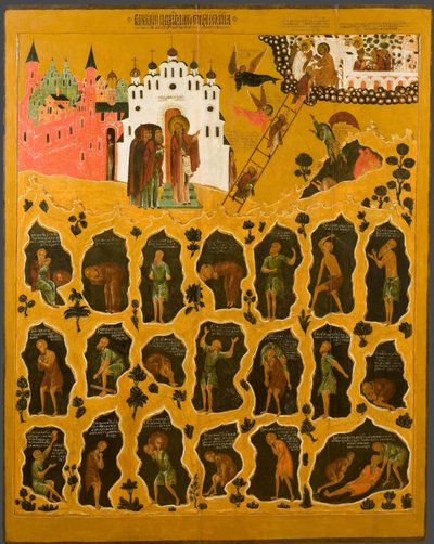 The Vision of Saint John Climacus, 1500-tallet af Anonymous Russian icon painter