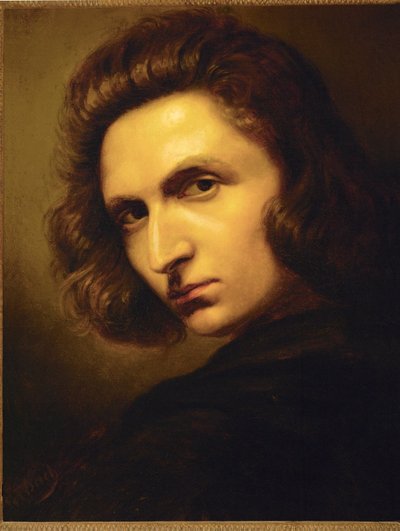 Selvportræt (olie på lærred) af Anselm Feuerbach