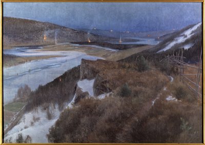 Nuit de Walpurgis a Bergslagen - Walpurgis Night in Bergslagen, Grangaerde i Dalarna, af Schultzberg, Anshelm Leonard (1862-1945). Olie på lærred af Anshelm Schultzberg