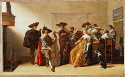 Samfundsscene (maleri på egetræ) af Anthonie (1601-73) Palamedesz