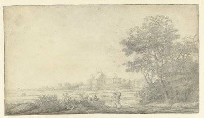 Udsigt over Huis ter Nieuburch, Rijswijk, set fra øst af Anthonie Jansz. van der Croos