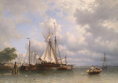 Sejlskibe i havnen af Anthonie Waldorp
