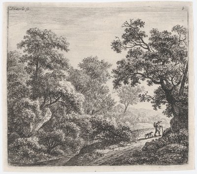 En rejsende og hans hund Le Voyageur et søn Chien, 1600-tallet. af Anthonie Waterloo