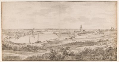 Udsigt over Rhenen set fra øst af Anthonie Waterloo