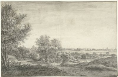 Udsigt fra Haarlems klitter med ruinerne af huset i Kleve af Anthonie Waterloo