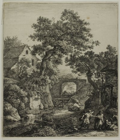 Landskab med Zipphorah og hendes søn, fra Seks landskabsmotiver fra Det Gamle Testamente af Anthonie Waterloo